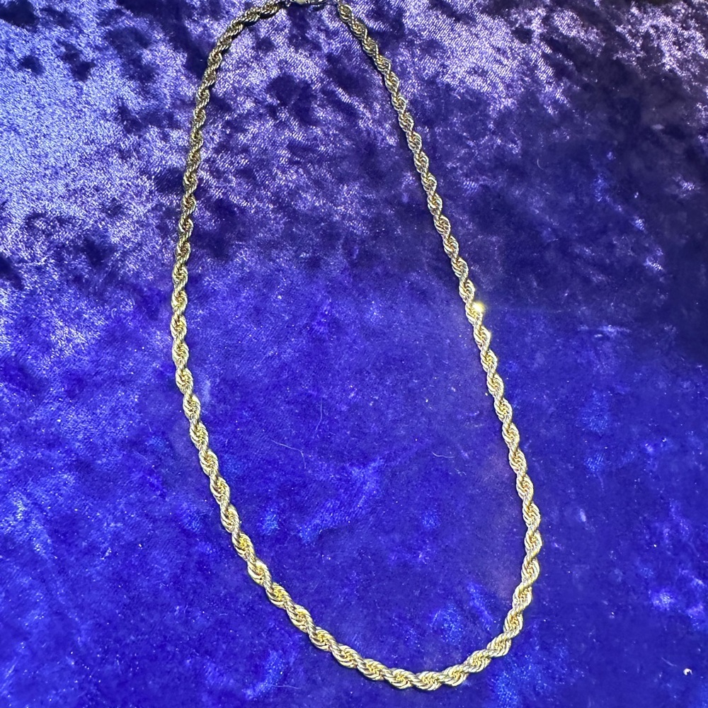 Gold Plated 5mm Rope Chain Necklace - 20 inch Length